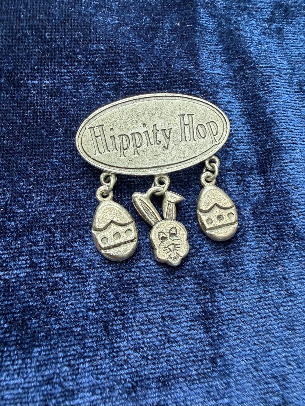 Vintage Silver-tone "Hippity Hop" Easter brooch